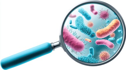 Microscopic Bacteria Inspection Magnifying Glass Reveals Microbial World