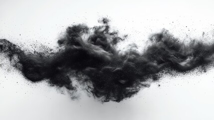 Black powder swirl on a white background  