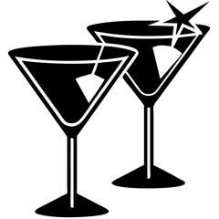 Creative Martini Glasses Icon Vector Illustration | Beautiful and Elegant Drinkware Design for Bar, Party, Mixology, and Celebration Projects