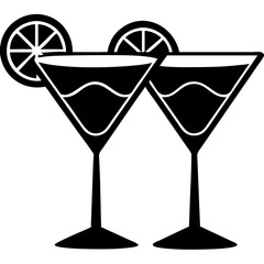 Creative Martini Glasses Icon Vector Illustration | Beautiful and Elegant Drinkware Design for Bar, Party, Mixology, and Celebration Projects