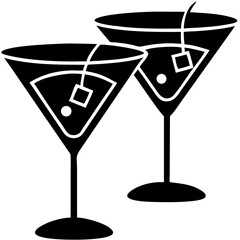 Creative Martini Glasses Icon Vector Illustration | Beautiful and Elegant Drinkware Design for Bar, Party, Mixology, and Celebration Projects