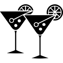 Creative Martini Glasses Icon Vector Illustration | Beautiful and Elegant Drinkware Design for Bar, Party, Mixology, and Celebration Projects