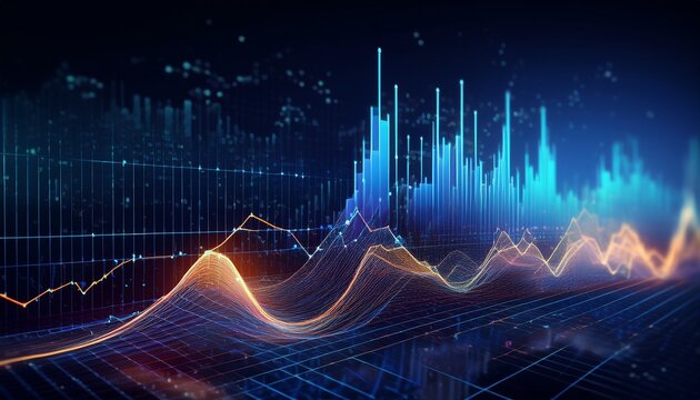 financial data curve chart financial technology themed big data analysis bar chart background