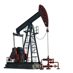 oil pump jack isolated on transparent background, PNG, pumpjack, oil extraction, oil industry, crude oil, petroleum, drilling rig, oil machinery