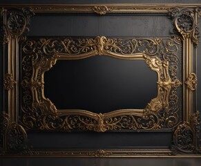 Obraz premium Shimmering black & gold luxury coupon backdrop with ornate details, design, premium