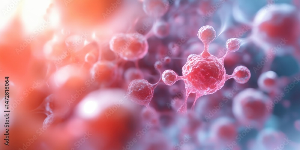 Poster a vibrant close-up of molecular structures showcasing the intricate details of cellular components i