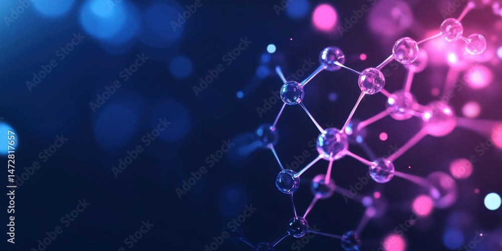 Aufkleber abstract representation of molecular structures with vibrant colors and glowing effects for scientif