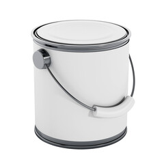 White paint can and brush on transparent background