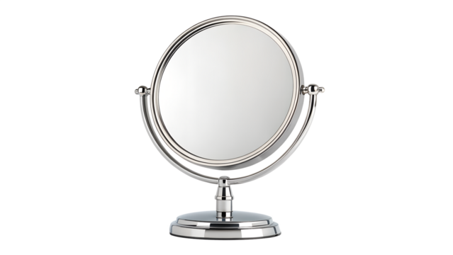 A chrome vanity mirror on a black background studio shot - Powered by Adobe