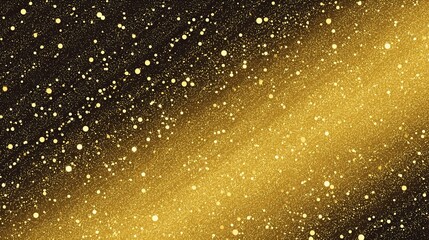 Abstract background with golden light streak and scattered shining particles.