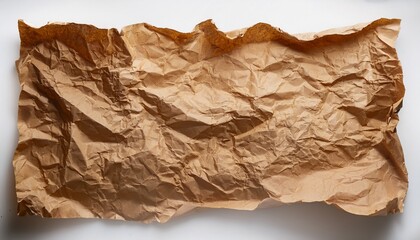 old brown grunge crumpled paper sheet on transparent or white background