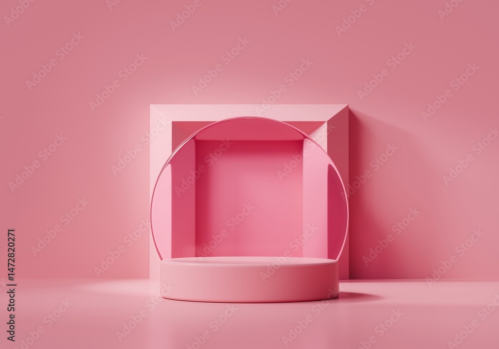 Poster 3d rendering abstract soft pink platform podium product presentation background