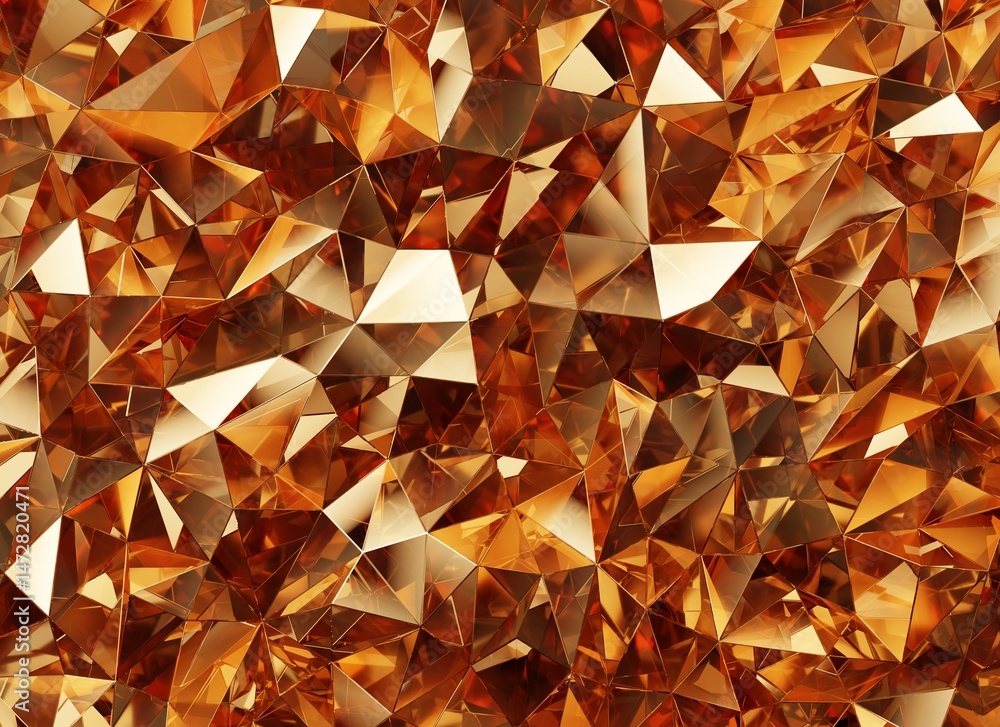 Poster luxury abstract realistic gold crystal texture reflection close up background 3d rendering