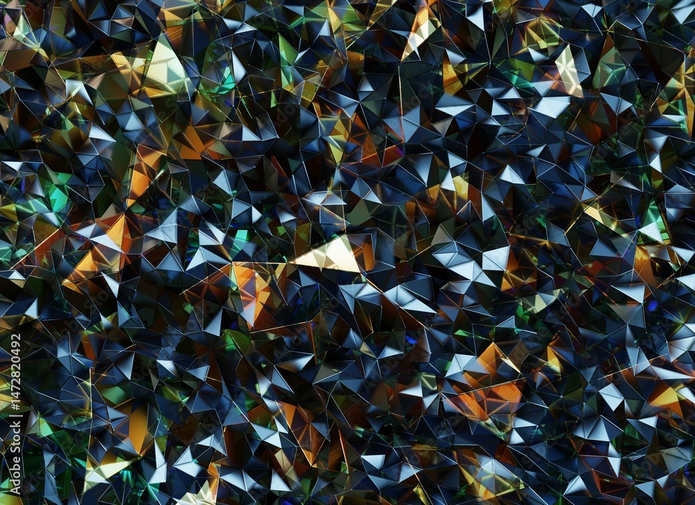 Poster luxury abstract colorful crystal texture reflection close up background 3d rendering