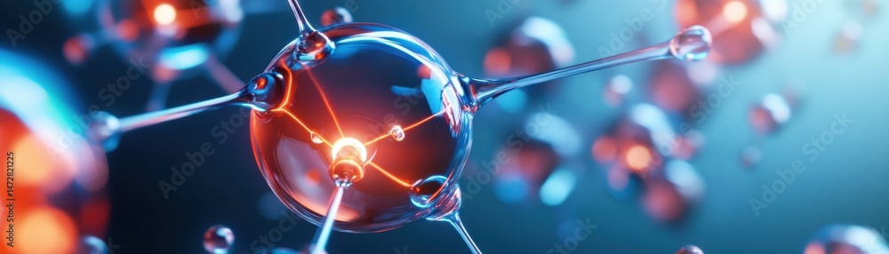 Poster intricate design of atomic structures highlighting the beauty of molecular interactions and the ener