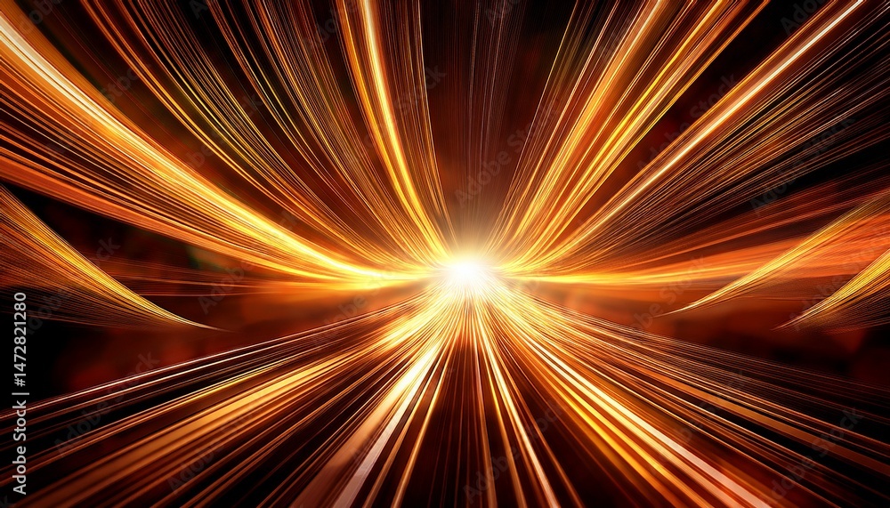 Canvas Prints a central glow is approached by arcing light trails that shine in warm tones all against a dark and 