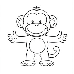 Obraz premium A cute, cartoon monkey with outstretched arms, smiling cheerfully