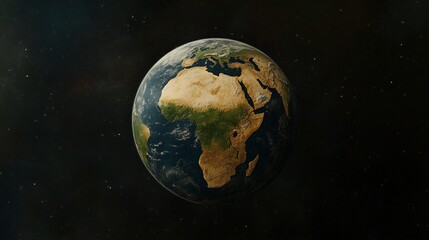 Naklejka premium Realistic Earth Globe Showing Africa and Europe from Space on a Starry Background