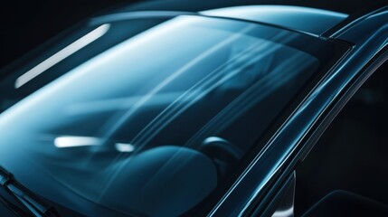 Fototapeta premium Close-up of Clean Car Windshield, Modern Vehicle Glass
