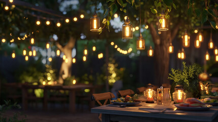 Outdoor summer party with natural light on a sunny day
