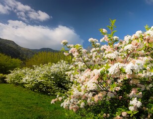 Fototapeta premium blooming shrubs in springtime