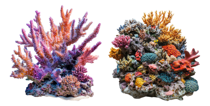 Vibrant Coral Reef Scene Showcasing Diverse Marine Life and Flora