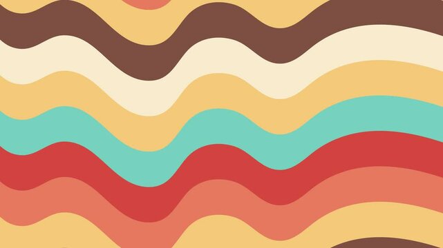 Looping animation of a rainbow colored background. Vintage retro psychedelic animation.