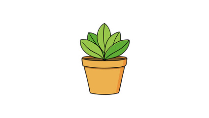 Obraz premium Cartoon Plant In Pot Isolated On Transparent Background Illustration