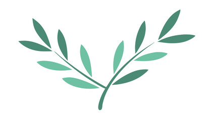Minimalist Green Leaf Branch Illustration Isolated On Transparent Background
