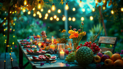 Outdoor summer party with natural light on a sunny day