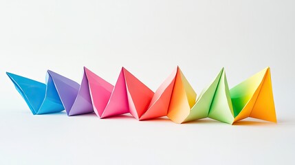 A modern organization of colorful origami paper sheets folded with precision