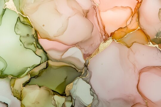 Romantic alcohol ink background soft rose cream and pale pink with shimmering gold details great for love themed content and product design