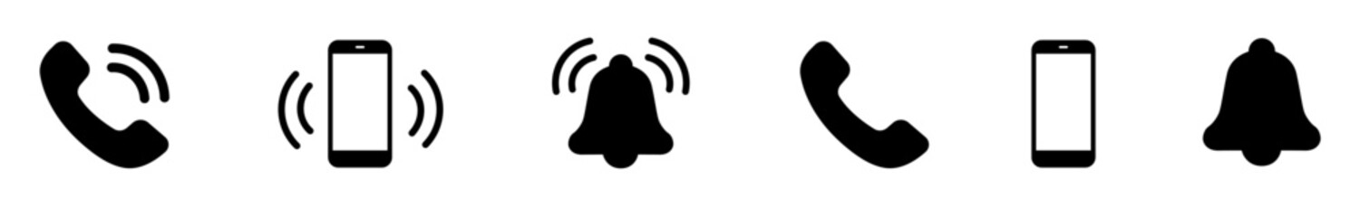 Phone call icon set, Telephone call sign, Contact us. Ringing phone simple icon set. Smartphone ringing. Phone sign. Vector illustration
