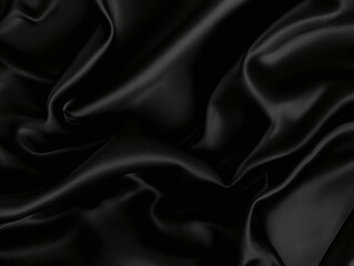 Obraz premium Black satin fabric with soft folds and subtle highlights creating a luxurious texture.