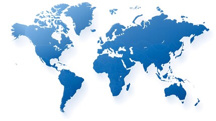 Obraz premium Modern Blue World Map Vector with Pushpin for Business Presentations and Educational Materials