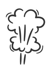 Swirling smoke clouds cartoon boom
