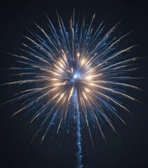 Fototapeta premium Isolated blue firework burst, vibrant detail, night sky , light, macro, close-up