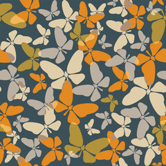 Vector seamless pattern of butterfly in retro style. Vintage butterflies pattern in boho style.
