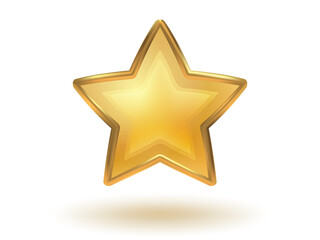 Obraz premium Vector icon of golden star on white background. Achievements for games or customer rating feedback of website.