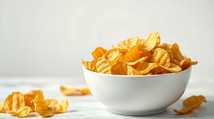 Potato Chips in a White Porcelain Bowl