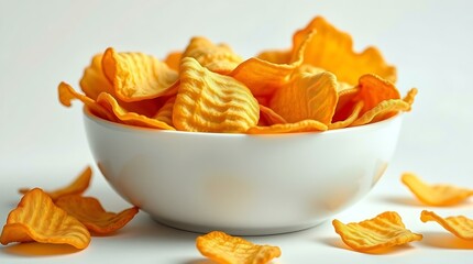 Potato Chips in a White Porcelain Bowl