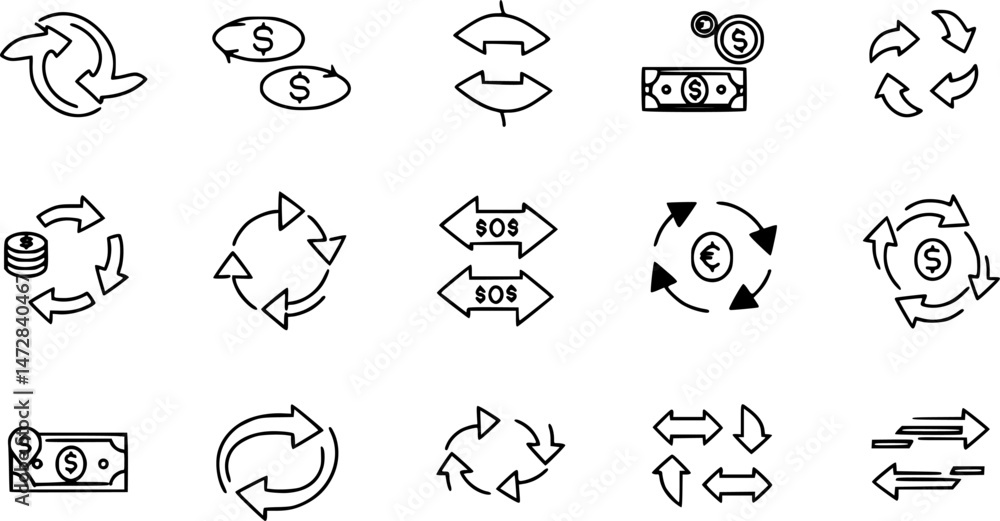 Poster vector set of transfer icon, arrows data transfer icon, exchange arrow icons - swap icon with two ar