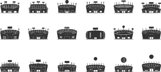 Obraz premium vector set of stadium icon, Sports stadium, icon set. Stadiums for athletic and sports events, Stadium icon line symbol. stadium, Stadium icon in simple style 