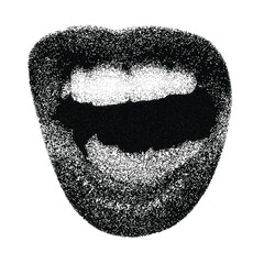 Mouth angry in scream with halftone stipple effect, for grunge punk y2k collage design. Vector illustration in stipple halftone