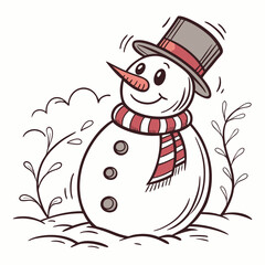 Creative Snowman Vector Illustration | Beautiful and Festive Winter Character Design for Christmas, Holiday Cards, and Seasonal Decorations

