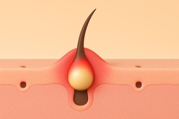 Close-up view of an ingrown hair follicle causing inflammation and infection, emphasizing skin health and various dermatological issues related to irritation and discomfort