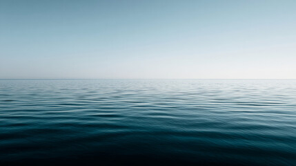 Obraz premium Serene minimalist horizon blending deep blue waters with gradient sky, creating peaceful maritime landscape