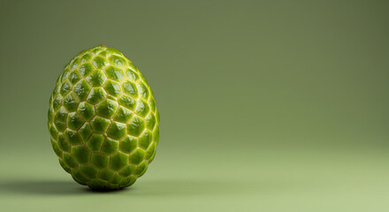 Exotic Green Fruit With A Geometric Shell On Monochromatic Backdrop
