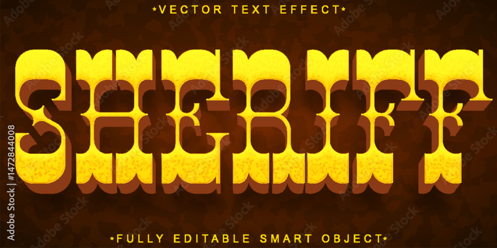 Poster western sheriff vector fully editable smart object text effect