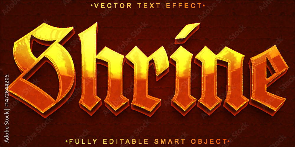 Poster shrine vector fully editable smart object text effect